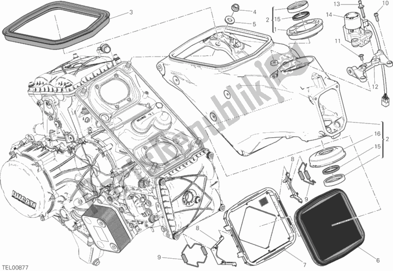 All parts for the Frame of the Ducati Superbike 1299S ABS Brasil 2017